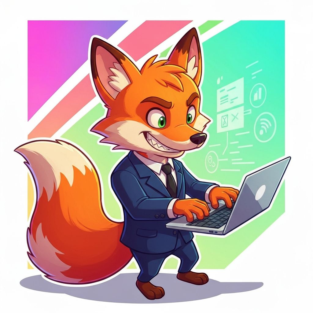 Smart fox with laptop